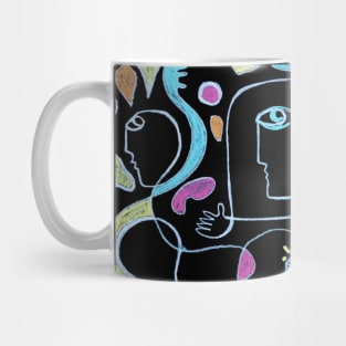 Colorful Line Art Portraits: Thoughts dancing high above Mug